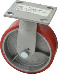 Fairbanks - 6" Diam x 2" Wide x 7-1/4" OAH Top Plate Mount Rigid Caster - Polyurethane, 1,000 Lb Capacity, Roller Bearing, 4 x 4-1/2" Plate - USA Tool & Supply