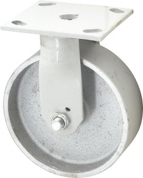 Fairbanks - 6" Diam x 2" Wide x 7-1/4" OAH Top Plate Mount Rigid Caster - Semi-Steel, 1,200 Lb Capacity, Plain Bearing, 4 x 4-1/2" Plate - USA Tool & Supply