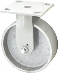 Fairbanks - 6" Diam x 2" Wide x 7-1/4" OAH Top Plate Mount Rigid Caster - Semi-Steel, 1,200 Lb Capacity, Plain Bearing, 4 x 4-1/2" Plate - USA Tool & Supply
