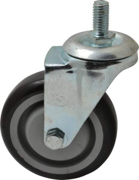 Fairbanks - 4" Diam x 1-1/4" Wide x 5-13/32" OAH Stem Mount Swivel Caster - Polyurethane over Polyethylene, 250 Lb Capacity, Ball Bearing, 1/2-13 x 1" Threaded Stem - USA Tool & Supply