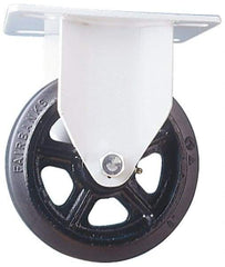 Fairbanks - 8" Diam x 2-1/2" Wide x 9-3/4" OAH Top Plate Mount Rigid Caster - Rubber, 1,300 Lb Capacity, Roller Bearing, 5-1/2 x 8-1/4" Plate - USA Tool & Supply