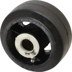 Fairbanks - 4 Inch Diameter x 2 Inch Wide, Rubber Caster Wheel - 300 Lb. Capacity, 2-3/16 Inch Hub Length, 3/4 Inch Axle Diameter, Roller Bearing - USA Tool & Supply