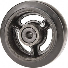 Fairbanks - 5 Inch Diameter x 2 Inch Wide, Rubber Caster Wheel - 350 Lb. Capacity, 2-3/16 Inch Hub Length, 1/2 Inch Axle Diameter, Delrin Bearing - USA Tool & Supply