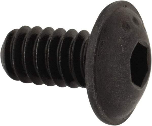 Made in USA - #10-24 UNC Hex Socket Drive, Button Screw - Alloy Steel, Black Oxide Finish, Fully Threaded, 3/8" Length Under Head - USA Tool & Supply