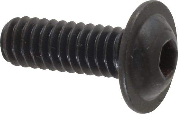 Made in USA - 1/4-20 UNC Hex Socket Drive, Button Screw - Alloy Steel, Black Oxide Finish, Fully Threaded, 3/4" Length Under Head - USA Tool & Supply