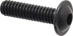 Made in USA - 1/4-20 UNC Hex Socket Drive, Button Screw - Alloy Steel, Black Oxide Finish, Fully Threaded, 1" Length Under Head - USA Tool & Supply