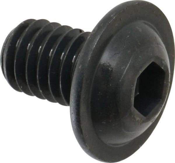 Made in USA - 5/16-18 UNC Hex Socket Drive, Button Screw - Alloy Steel, Black Oxide Finish, Fully Threaded, 1/2" Length Under Head - USA Tool & Supply