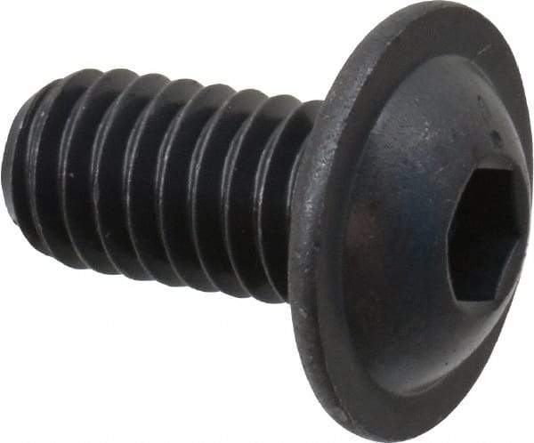 Made in USA - 5/16-18 UNC Hex Socket Drive, Button Screw - Alloy Steel, Black Oxide Finish, Fully Threaded, 5/8" Length Under Head - USA Tool & Supply