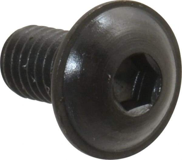 Made in USA - #10-32 UNF Hex Socket Drive, Button Screw - Alloy Steel, Black Oxide Finish, Fully Threaded, 3/8" Length Under Head - USA Tool & Supply