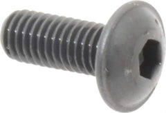 Made in USA - #10-32 UNF Hex Socket Drive, Button Screw - Alloy Steel, Black Oxide Finish, Fully Threaded, 1/2" Length Under Head - USA Tool & Supply