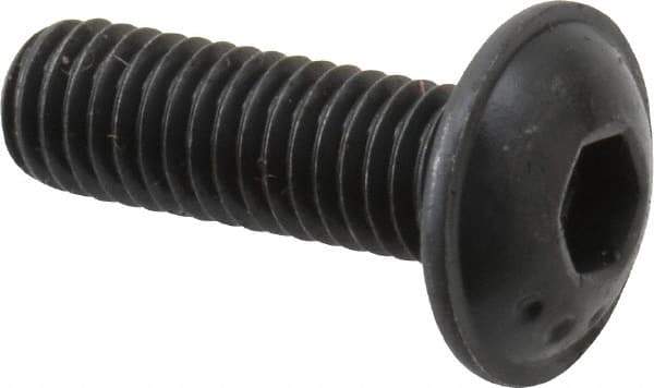 Made in USA - #10-32 UNF Hex Socket Drive, Button Screw - Alloy Steel, Black Oxide Finish, Fully Threaded, 5/8" Length Under Head - USA Tool & Supply