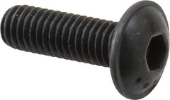 Made in USA - #10-32 UNF Hex Socket Drive, Button Screw - Alloy Steel, Black Oxide Finish, Fully Threaded, 5/8" Length Under Head - USA Tool & Supply