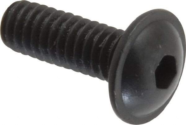 Made in USA - #8-32 UNC Hex Socket Drive, Button Screw - Alloy Steel, Black Oxide Finish, Fully Threaded, 1/2" Length Under Head - USA Tool & Supply