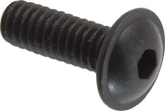 Made in USA - #8-32 UNC Hex Socket Drive, Button Screw - Alloy Steel, Black Oxide Finish, Fully Threaded, 1/2" Length Under Head - USA Tool & Supply