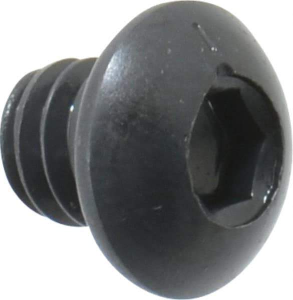 Made in USA - 1/4-20 UNC Hex Socket Drive, Button Screw - Alloy Steel, Black Oxide Finish, Fully Threaded, 1/4" Length Under Head - USA Tool & Supply