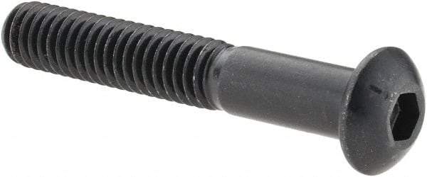 Made in USA - 5/16-18 UNC Hex Socket Drive, Button Screw - Alloy Steel, Black Oxide Finish, Fully Threaded, 2" Length Under Head - USA Tool & Supply