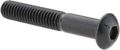 Made in USA - 5/16-18 UNC Hex Socket Drive, Button Screw - Alloy Steel, Black Oxide Finish, Fully Threaded, 2" Length Under Head - USA Tool & Supply