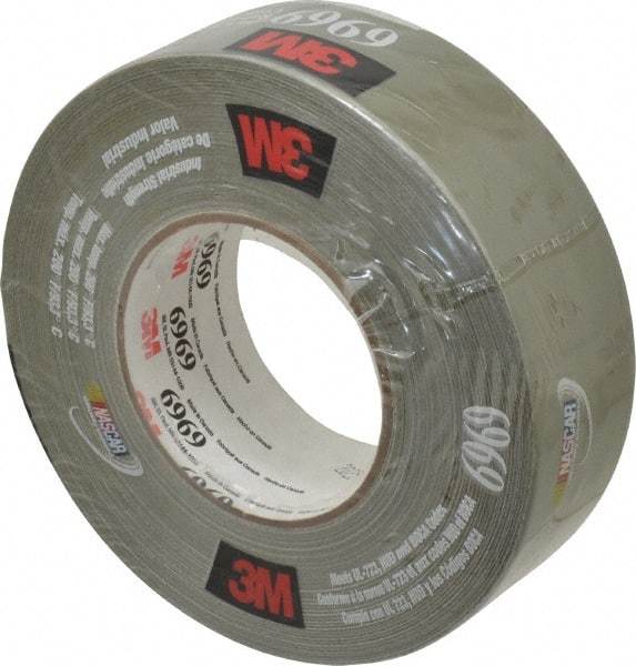 3M - 2" x 55m Green Duct Tape - 10.7 mil, Rubber Adhesive, Polyethylene Film Backing, 32 Lb/ln Tensile Strength, 200°F Max, Series 6969 - USA Tool & Supply