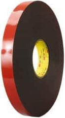 3M - 1/2" x 36 Yd Acrylic Adhesive Double Sided Tape - 45 mil Thick, Black, Acrylic Foam Liner, Continuous Roll, Series 5952 - USA Tool & Supply