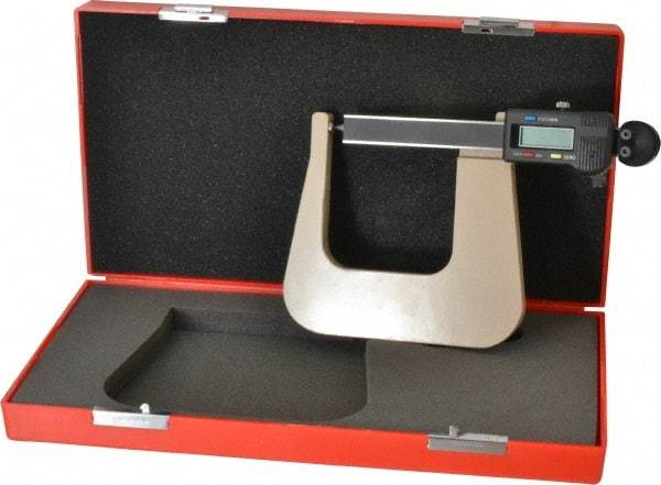 SPI - 0 to 2.5" Range, 0.0005" Resolution, Deep Throat, Electronic Outside Micrometer - 0.001" Accuracy, 3" Throat, Sliding Thimble, Carbide Face, Includes Case - USA Tool & Supply