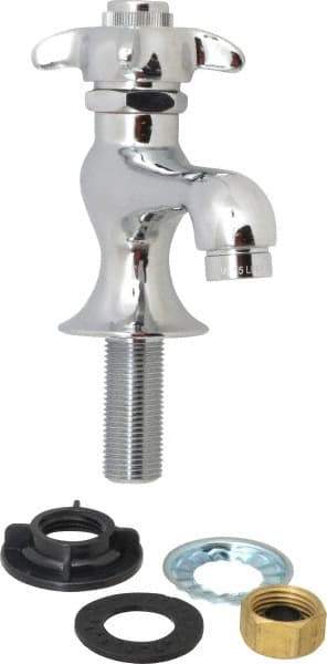 B&K Mueller - Standard, One Handle Design, Chrome, Round Deck Plate Single Mount Faucet - 4 Spoke Handle - USA Tool & Supply