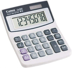 Canon - 8-Digit LCD Handheld Calculator - White, Solar & Battery Powered - USA Tool & Supply