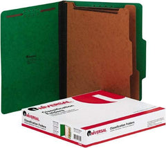 UNIVERSAL - 8-1/2 x 11", Letter Size, Emerald Green, Classification Folders with Top Tab Fastener - 2/5 Tab Cut Location - USA Tool & Supply