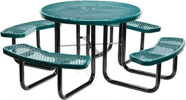 Vestil - 81-1/4" Long x 81-1/4" Wide x 29" High Stationary Activity/Utility Table without Back Rests - Green, Steel - USA Tool & Supply