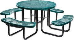 Vestil - 81-1/4" Long x 81-1/4" Wide x 29" High Stationary Activity/Utility Table without Back Rests - Green, Steel - USA Tool & Supply