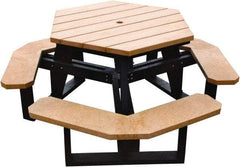 Vestil - 69-1/2" Long x 69-1/2" Wide x 30-1/2" High Stationary Activity/Utility Table without Back Rests - ADA Version - Cedar & Black, Plastic - USA Tool & Supply