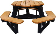 Vestil - 69-1/2" Long x 69-1/2" Wide x 30-1/2" High Stationary Activity/Utility Table without Back Rests - Cedar & Black, Plastic - USA Tool & Supply