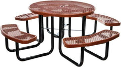 Vestil - 81-1/4" Long x 81-1/4" Wide x 29" High Stationary Activity/Utility Table without Back Rests - Brown, Steel - USA Tool & Supply