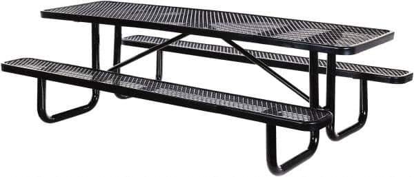 Vestil - 96" Long x 61-5/8" Wide x 30.38" High Stationary Activity/Utility Table without Back Rests - Black, Steel - USA Tool & Supply
