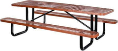 Vestil - 96" Long x 61-5/8" Wide x 30.38" High Stationary Activity/Utility Table without Back Rests - Brown, Steel - USA Tool & Supply