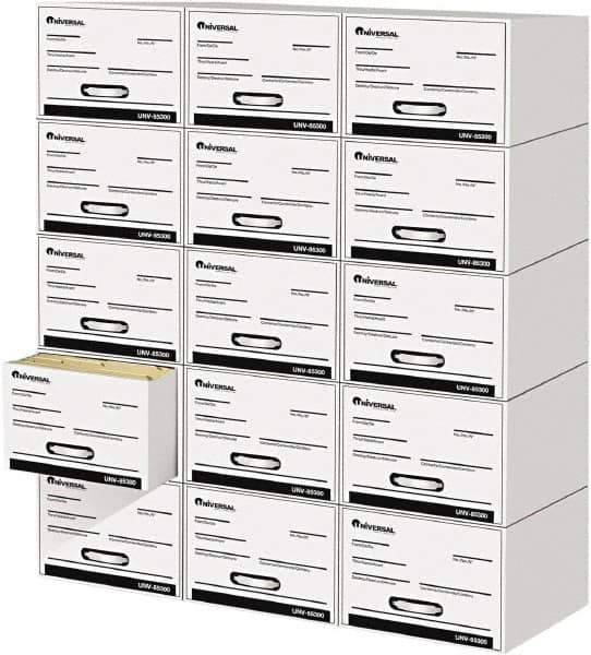 UNIVERSAL - 15 Compartment, 14 Inch Wide x 25-1/2 Inch Deep x 11-1/2 Inch High, File Storage Box - Plastic, White - USA Tool & Supply