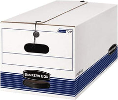 BANKERS BOX - 1 Compartment, 15 Inch Wide x 24 Inch Deep x 10 Inch High, File Storage Box - Paper, White and Blue - USA Tool & Supply