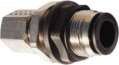 Legris - 10mm Outside Diam, Nickel Plated Brass Push-to-Connect Tube Bulkhead Union - 290 Max psi, Tube to Tube Connection, Nitrile O-Ring - USA Tool & Supply