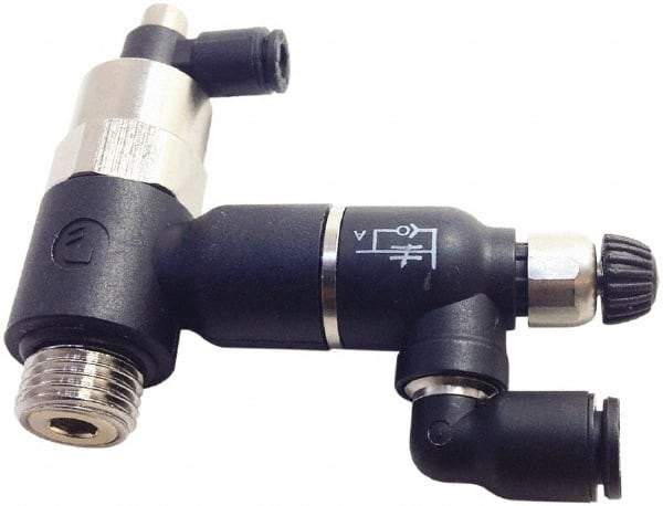 Legris - Speed & Flow Control Valves   Valve Type: Piloted Non-Return w/Flow Regulator & Exhaust    Male Thread Size: 1/8 - USA Tool & Supply