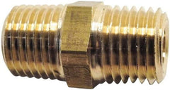 Legris - 1/4 Male Thread, Brass Industrial Pipe Hex Nipple - MBSPT, 1,450 psi - USA Tool & Supply