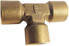 Legris - 1/2 Female Thread, Brass Industrial Pipe Female Tee - FBSPP, 3,626 psi - USA Tool & Supply