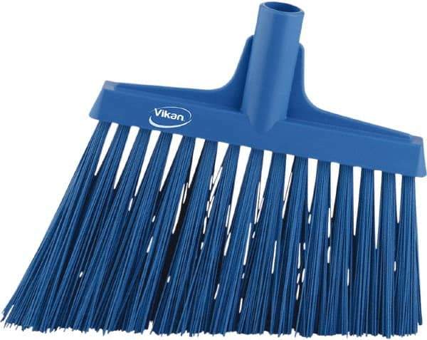 Vikan - 9-1/2" Wide, Blue Synthetic Bristles, Angled Broom - USA Tool & Supply