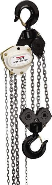 Jet - 22,000 Lb Lifting Capacity, 10' Lift Height, Hand Hoist - Made from Chain, 396' Overhaul to Lift 1' - USA Tool & Supply
