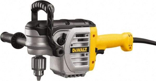 DeWALT - 1/2" Keyed Chuck, 330 & 1,300 RPM, End Handle Electric Drill - 11 Amps, 120 Volts, Reversible, Includes Chuck Key with Holder & 2-Position Side Handle - USA Tool & Supply