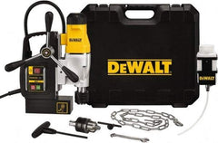 DeWALT - 1/2" Chuck, 4.375" Travel, Portable Magnetic Drill Press - 300 & 450 RPM, 10 Amps, 1100 Watts, 120 Volts, 8' Cord Length - USA Tool & Supply