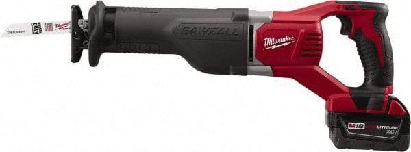 Milwaukee Tool - 18V, 0 to 3,000 SPM, Cordless Reciprocating Saw - 1-1/8" Stroke Length, 19" Saw Length, 1 Lithium-Ion Battery Included - USA Tool & Supply