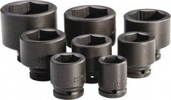 Proto - 8 Piece 3/4" Drive Standard Deep Impact Socket Set - 6 Points, 1-1/16 to 2-3/8", Inch Measurement Standard - USA Tool & Supply