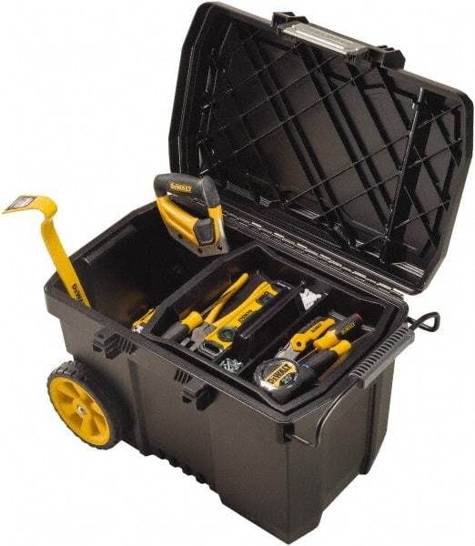 DeWALT - 1 Compartment 1 Tray Mobile Tool Chest - 15-39/64" Wide x 24-51/64" Deep x 16-1/2" High, Polypropylene, Black - USA Tool & Supply