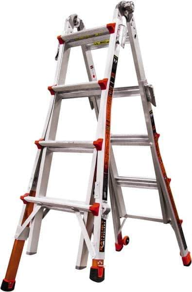 Little Giant Ladder - 14 Steps, 15' High, Type IA Rating, Aluminum Multi-Use Ladder - 300 Lb Load Capacity, 23" Base Width - USA Tool & Supply