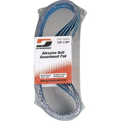 Dynabrade - 1/2" Wide x 24" OAL, 60 & 80 Grit, Zirconia Alumina Abrasive Belt - Zirconia Alumina, Coated & Nonwoven, X Weighted Cloth Backing, Wet/Dry - USA Tool & Supply