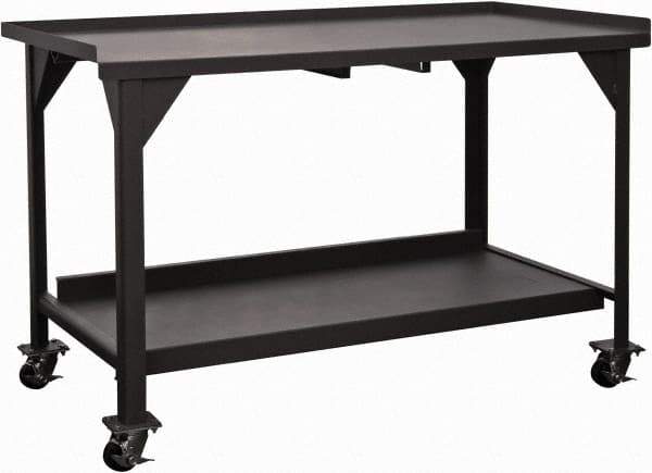 Durham - 60 Wide x 30" Deep x 39-1/2" High, Steel Workbench - Fixed Legs, Gray - USA Tool & Supply